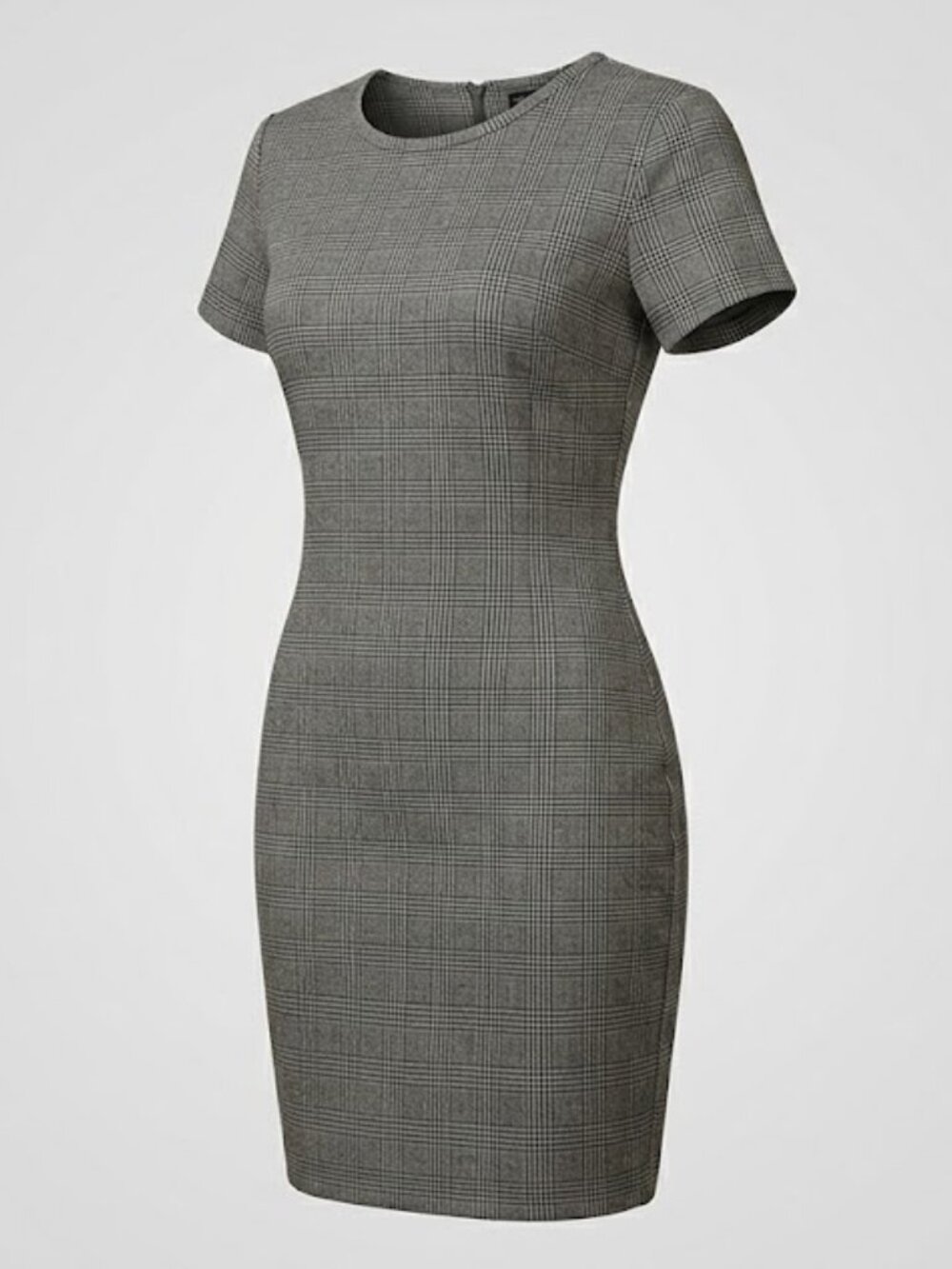 One Clothing Grey Plaid Short Sleeve Sheath Dress - Size M